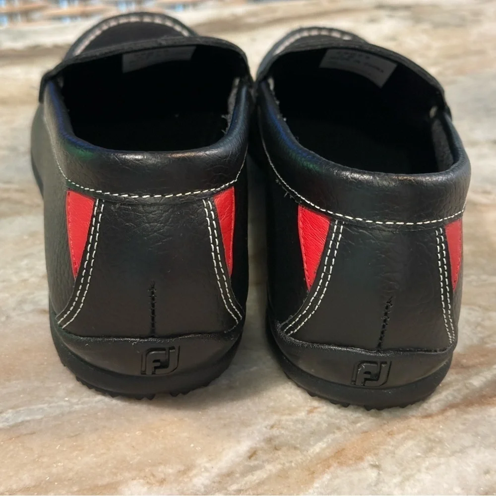 Men’s FOOTJOY Club black leather loafers golf shoes. Size 7